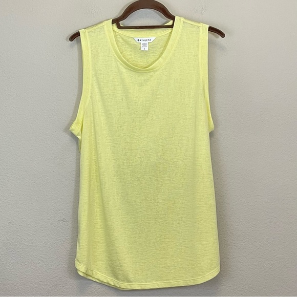 Athleta Honeysuckle Yellow Crewneck Sleeveless Breezy Tank Size L - Picture 3 of 6